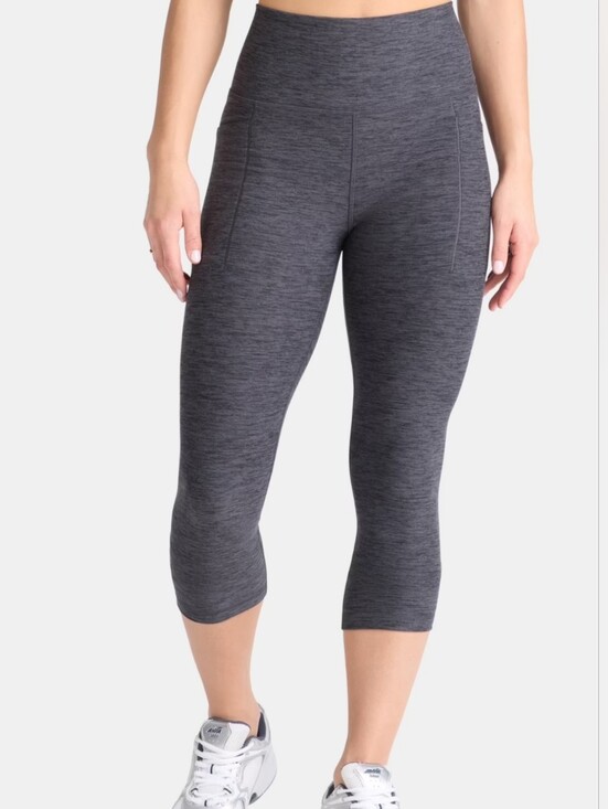 Avia Pants - Avia Dark Gray Heathered Capri Leggings Women’s Size Large Mid-Calf Crop Active